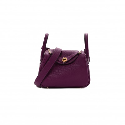 HERMÈS TAURILLON CLEMENCE MINI LINDY 19ANEMONE H079086CCN5 (19*12.5*9cm) 
